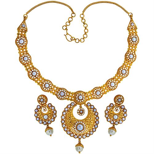 Image Of 22 Karat Pearl Necklace Set