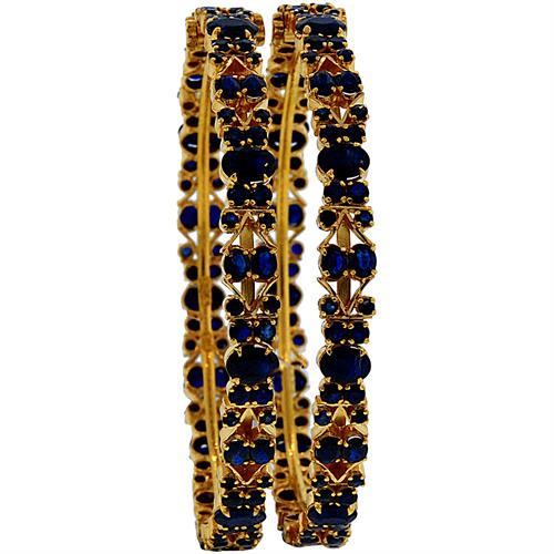 Image Of 22 Karat Gold Pair Of Sapphire Bangles