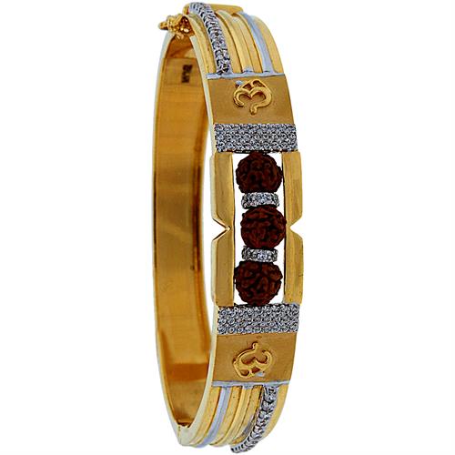 Image Of 22 Karat Gold CZ OM Rudraksha Kara