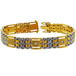 Image Of Diamond Fancy Two-Tone Bracelet 18 Karat Gold