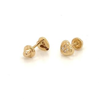 Image Of 18K diamond heart screw back earrings