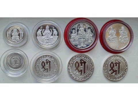 Image Of religious diwali silver coin
