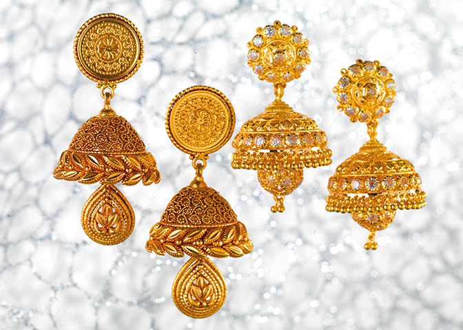 Image Of 22 Karat Gold Minakari Jumki