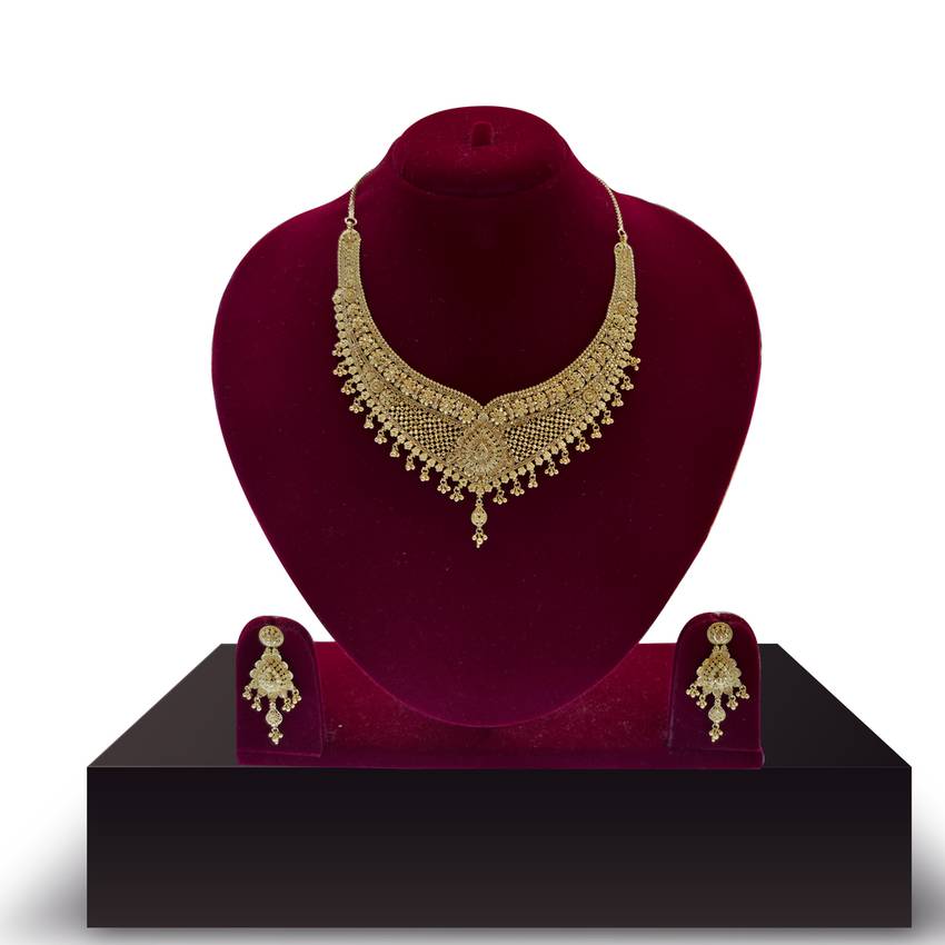 Image Of Royal Gold Neckwear And Earrings Set