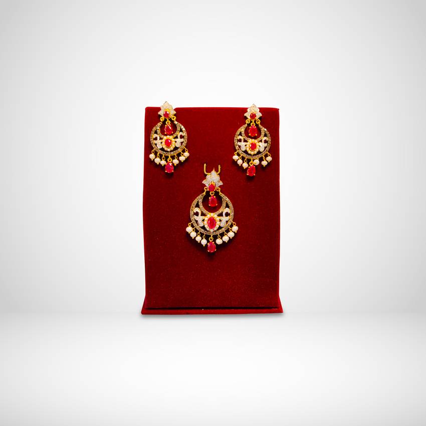 Image Of Noora Ruby Pendant Earrings Set