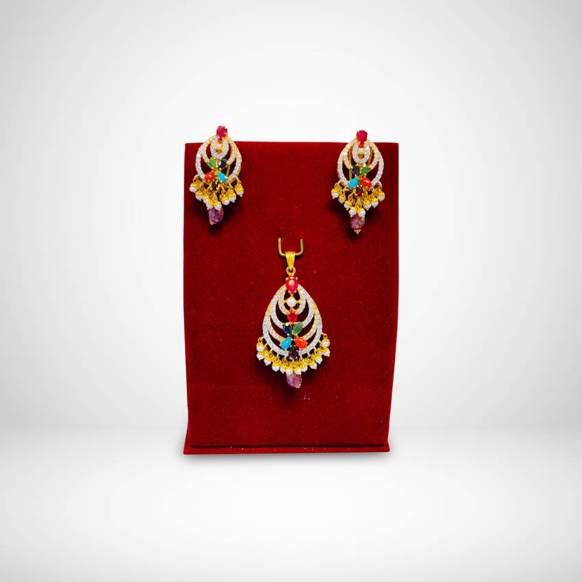 Image Of Nitya Ruby Pendant Earrings Set