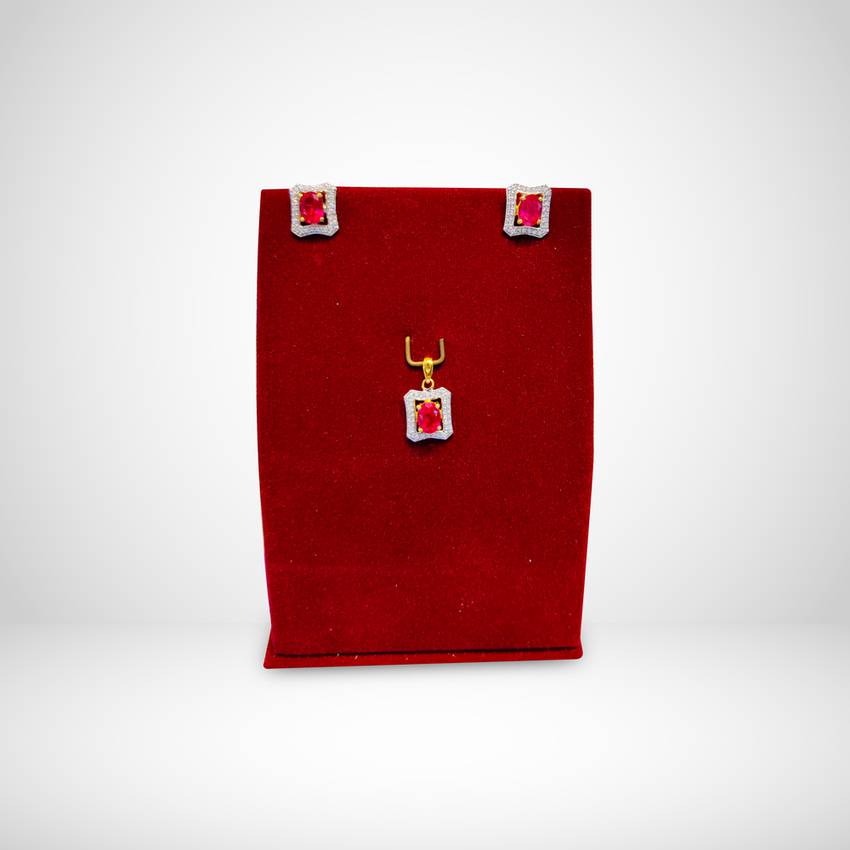 Image Of Sparkling Floral Gold Pendant  Set