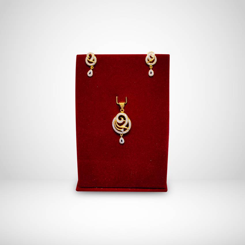 Image Of Hermes Diamond Pendant Earrings Set