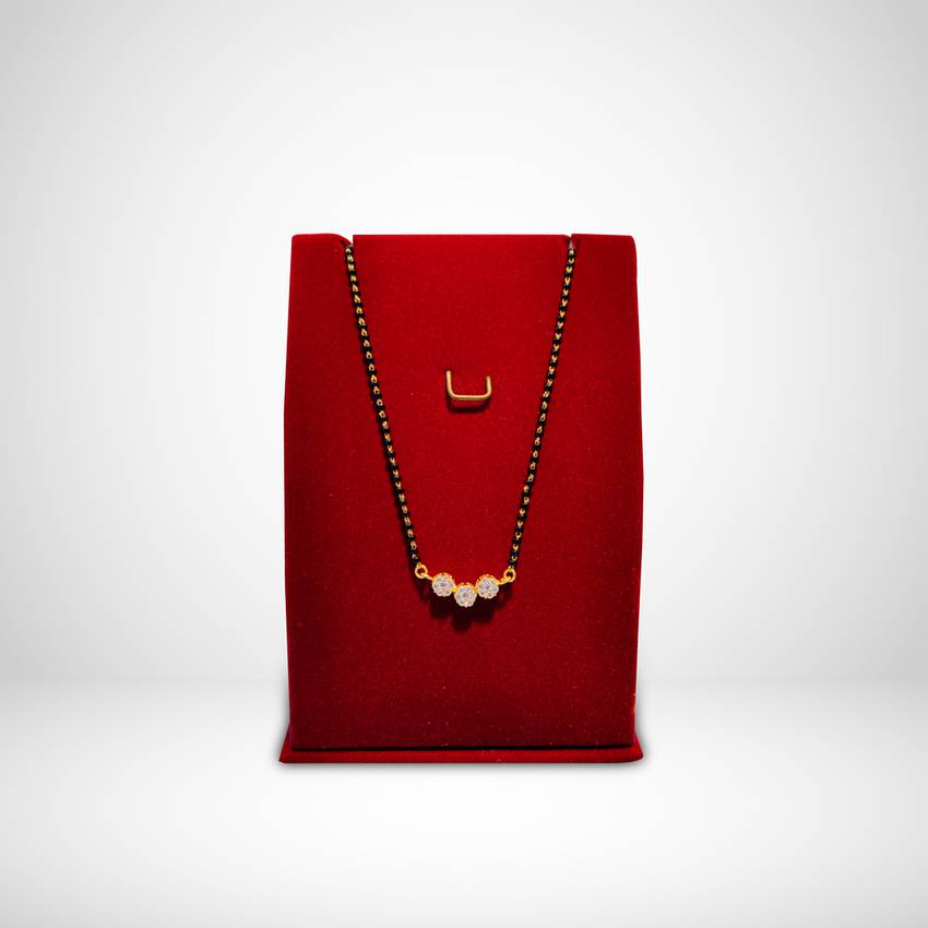 Image Of Elegant Floral Diamond Mangalsutra In Yellow And White Gold